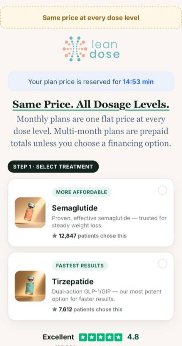 LeanDose mobile checkout